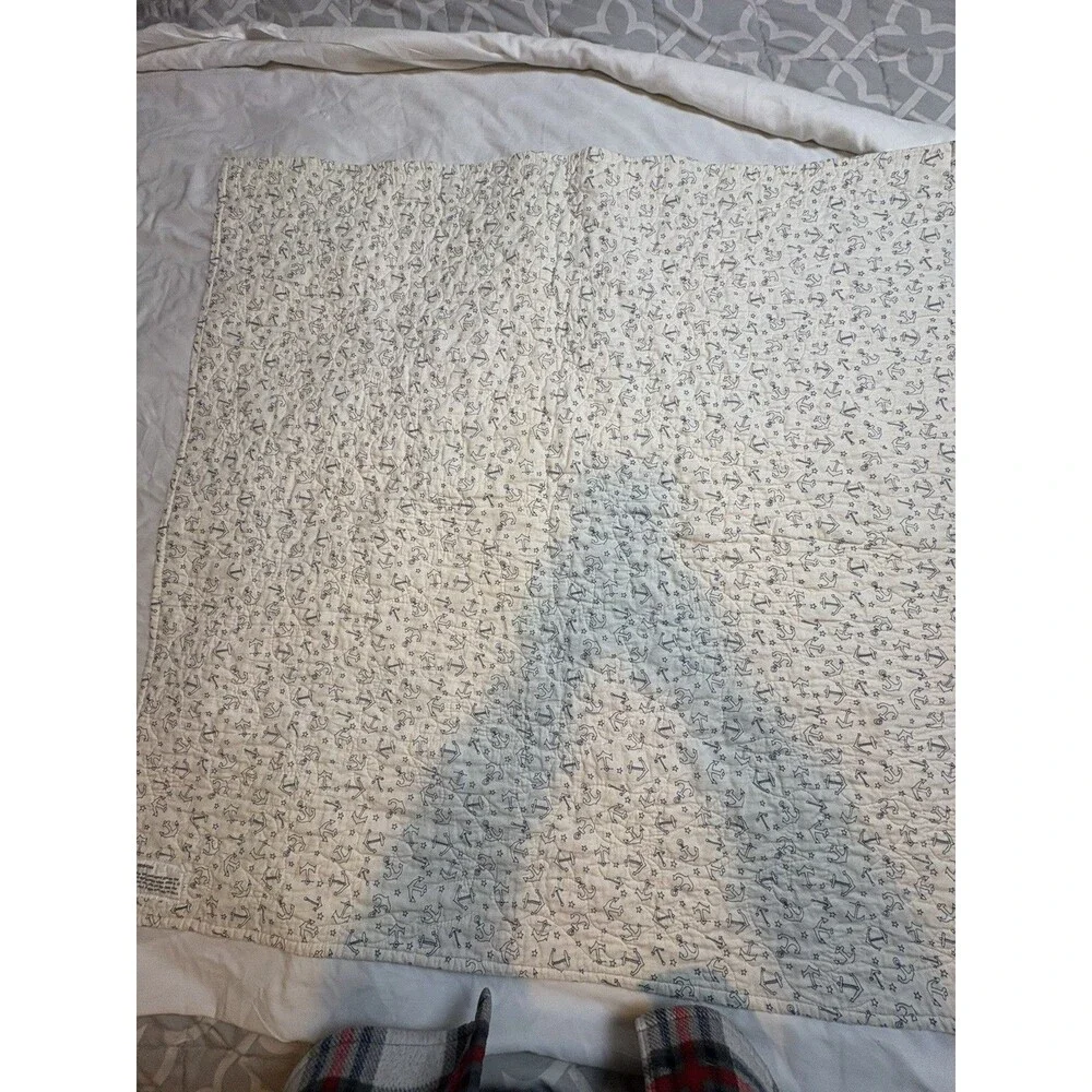 Patchwork Baby Quilt Anchors On Back Proverbs Scripture On Back See Pics 38”x38”
